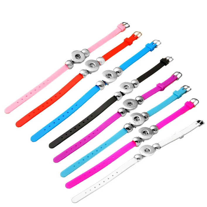 

P00621 8color cheaper rubber rivca snap buton real leather bracelet fit 18mm button snap button armband
