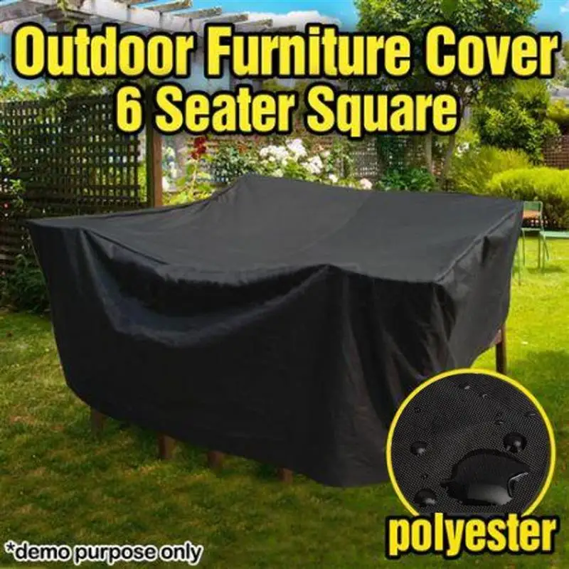 

Outdoor Patio Dust cover Oxford cloth Furniture Cover Waterproof 6 Seater Table Chair Cover Black Table Cloth Garden Supplies