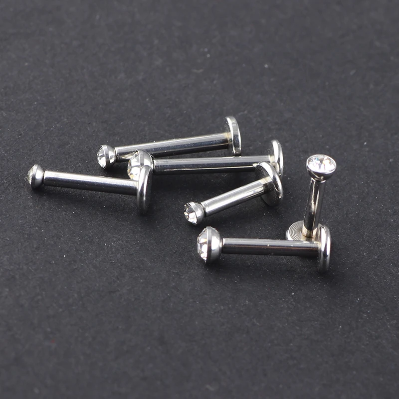 JUNLOWPY 30pcs Fashion Labret Ring 16G surgical Stainless Steel Gem stone internally thread Lip Ring piercing labret rings