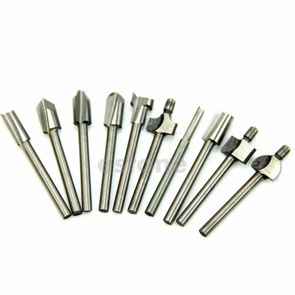 Hot 10pcs 1/8" Shank HSS Router Dremel Rotary HSS Woodworking Drill