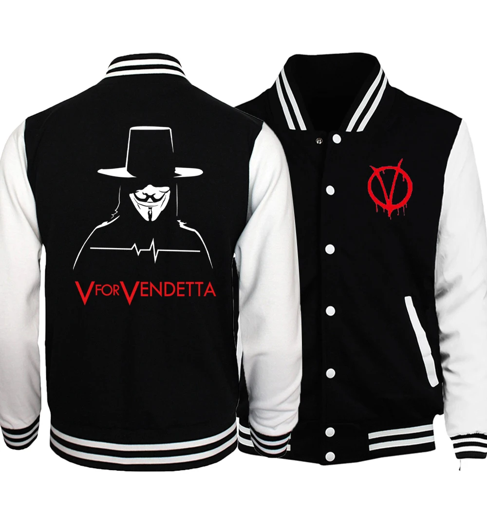 

Bomber Jacket 2019 Spring Hot V for Vendetta Men Jacket Fashion Baseball Jackets Hip Hop Coat For Men Sweatshirt Harajuku Hoody