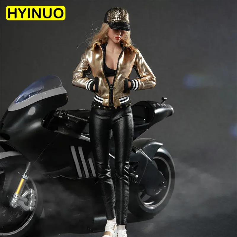 2 цвета костюм 1/6 весы FG051 Мода Локомотив девушка женский SexyMotorcycle кожаный комплект