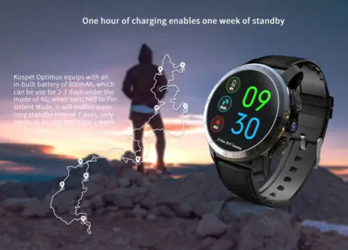 Kospet Optimus Pro 4G Smart Watch 8.0MP Camera 3GB+32GB Dual System GPS Android Heart Rate Fitness Tracker IP67 Men Smartwatch