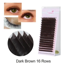 Yelix 16 рядов коричневые накладные ресницы человека Расширение ресницы натуральные наращивания ресниц ресницы для наращивания