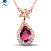 Настоящее розовое золото 18 К натуральное розовое ожерелье с подвеской из турмалина ювелирные изделия с бриллиантами для девушек вечерние подарки WP066