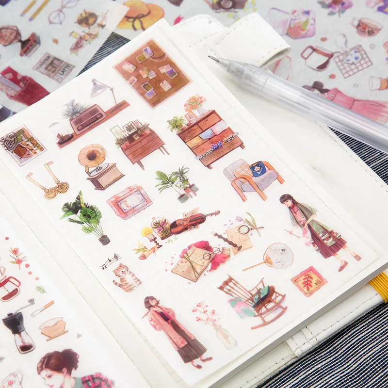 6pcs vintage Exquisite life theme washi stickers set masking stickers