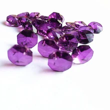 100 шт 14 мм темный фиолетовый кристалл Восьмиугольные бусины в одно отверстие для люстр части Бисер для DIY штор аксессуары свадьба, домашний декор