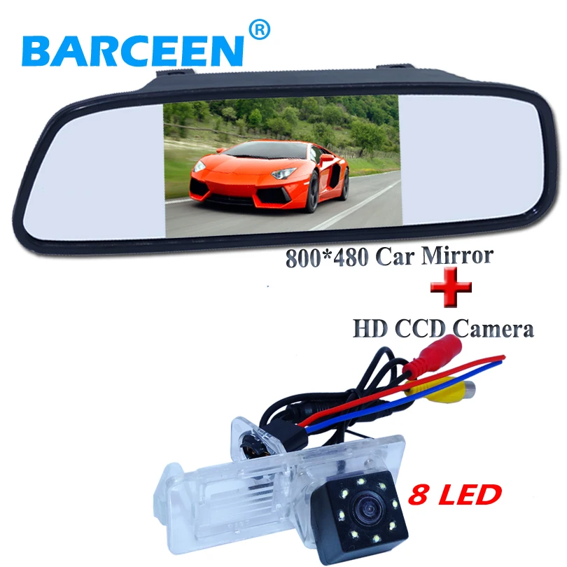

2 in 1 set use for Renault Fluence/Dacia Duster/Megane 3/ for Nissan Terrano original car parking camera hd 8 led +car mirror 5"