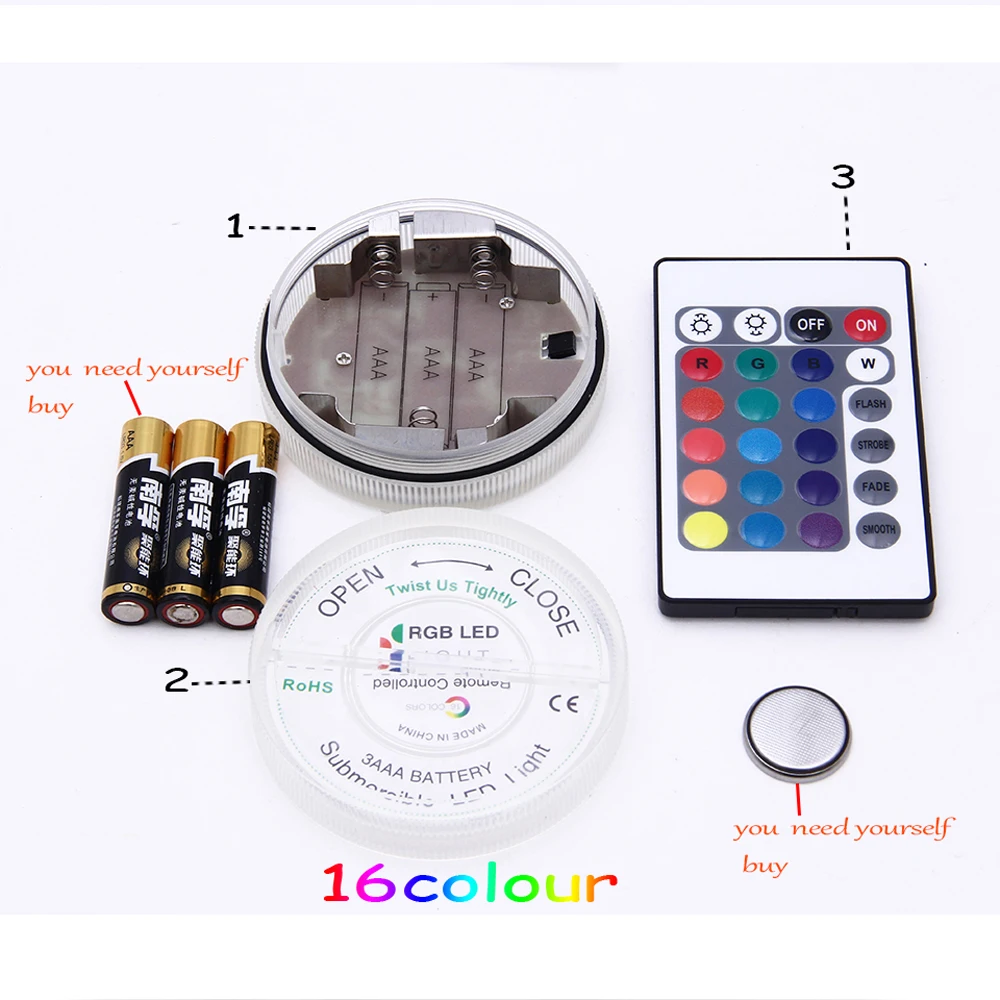 1PC LED Remote Controlled RGB Submersible Light Battery Operated Underwater Night Lamp Vase Bowl Outdoor Garden Party Decoration 1PC LED Remote Controlled RGB Submersible Light Battery Operated Underwater Night Lamp Vase Bowl Outdoor Garden Party Decoration