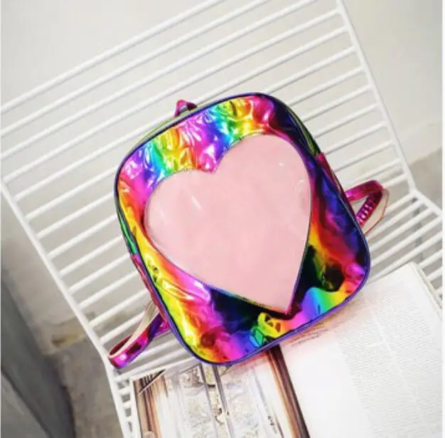 1 шт. милый прозрачный рюкзак Лазерная ITA сумка Harajuku маленькая школьная звезда в форме сердца голографический Мини Рюкзак