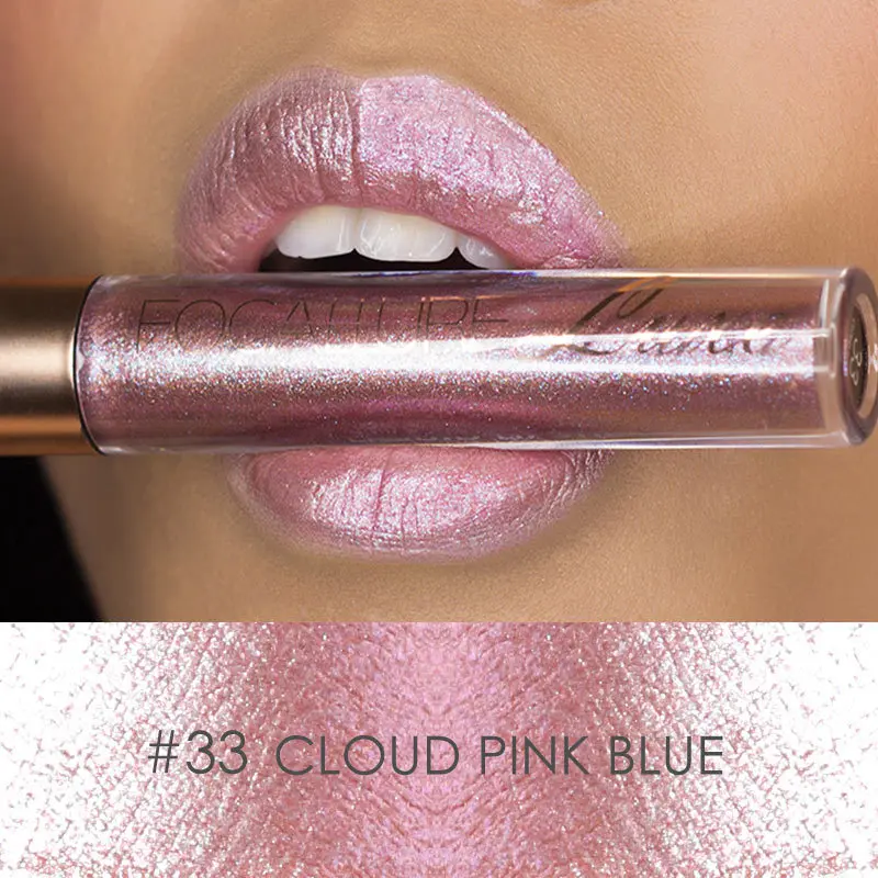 10 Colors Lipstick Waterproof Long Lasting Red Lip Metallic Gloss Stick Sexy Diamond Glitter Liquid Lipstick FOCALLURE - Цвет: 33