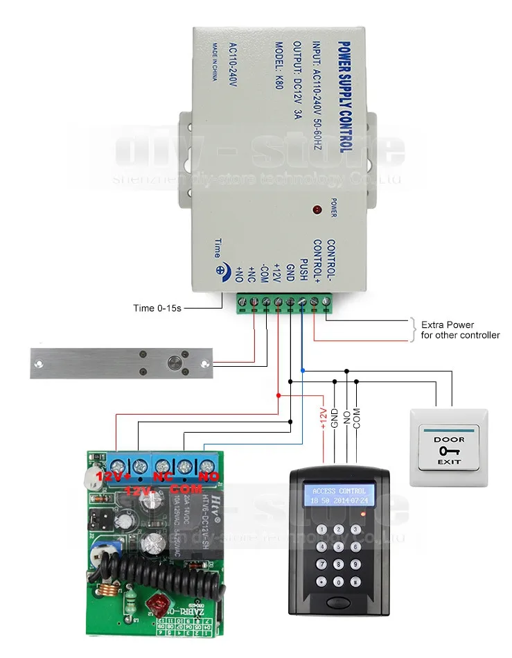 Diysecur Дистанционное управление 125 кГц RFID дверной Управление доступом безопасности Системы Kit+ Электрический домофоны+ кнопка выхода B100