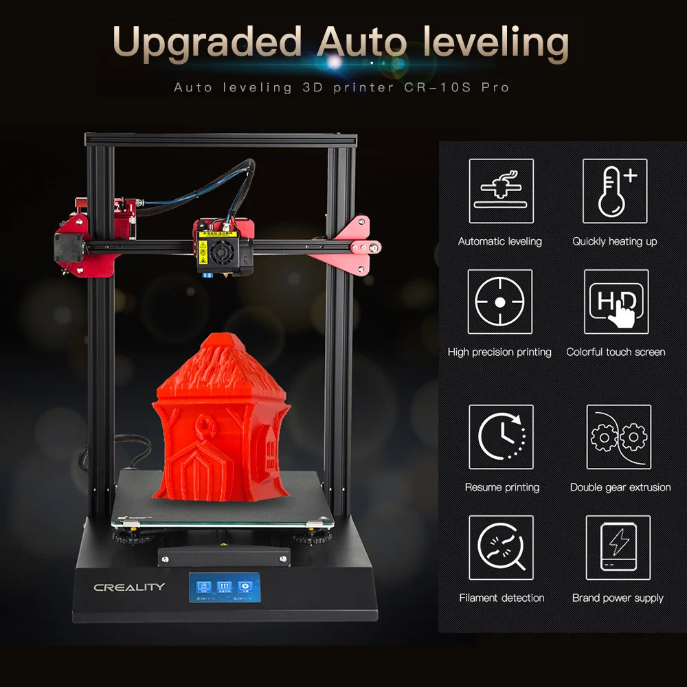 CREALITY CR-10S Pro обновленный автоматический Выравнивающий 3d принтер DIY комплект для самостоятельной сборки 300*300*400 мм большой размер печати полный сенсорный ЖК-экран