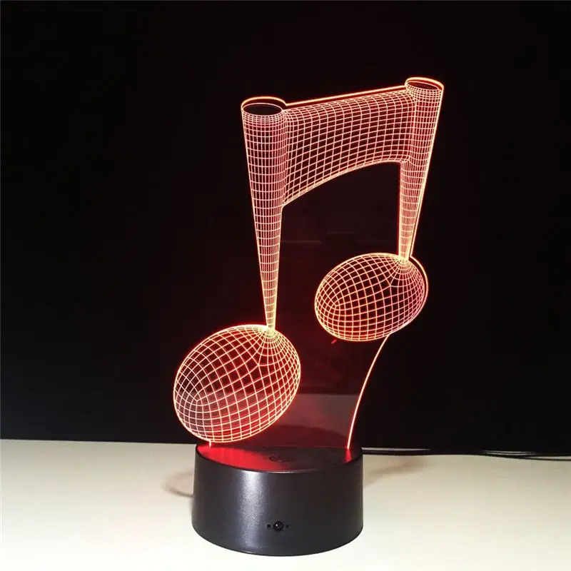 Wrumava Современная музыкальная нота светодиодный Музыка 3D лампа ночник акрил Красочные градиент Атмосфера лампы Luminaria подарок ребенку дома