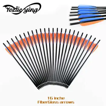 

16 inch Glass Fiber arrow Crossbow Bolts with 4"Vane TPU( 1 blue 2 orange) Archery bow outdoor / replacement arrow 6/12/24 Pack