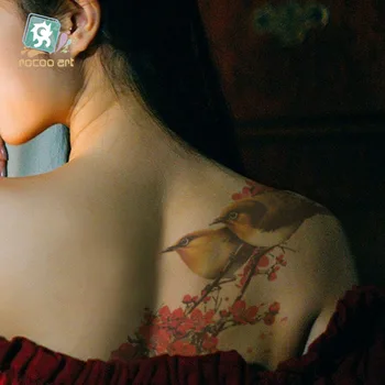 

Fashion Flower Temporary Tattoo Sticker Peach Plum Blossom Bird Butterfly Pattern Waterproof Body Art Fake Taty For Women