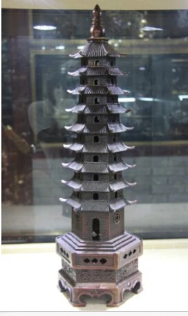 

Chinese Pure Copper Bronze Buddhist Temple Wen Chang Pagoda Tower Stupa Statue