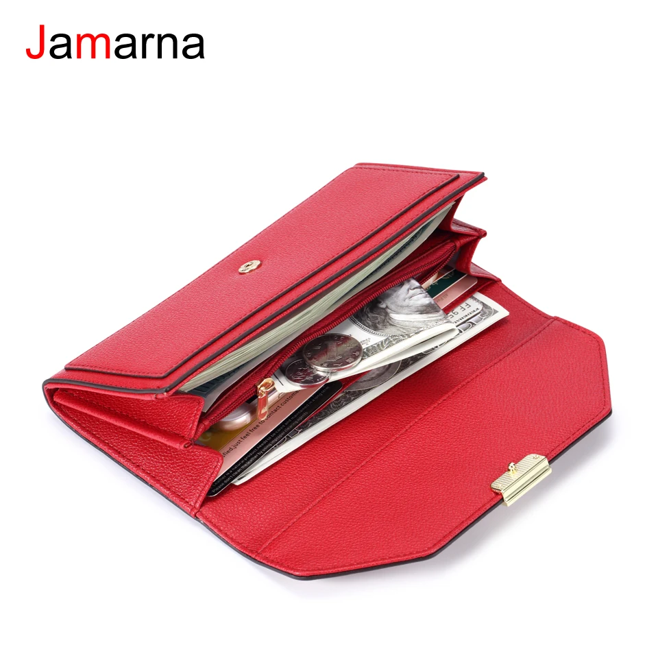 Jamarna кошелек женский PU длинный Клатч женский кошелек ретро женский кошелек для монет Красный кредитный держатель для карт высокое качество