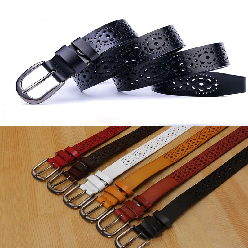 

Sale 1Pc Women Popular Chic Printing Hollow Leather Without Drilling Skinny Belt Wide Waist