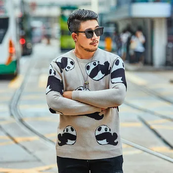 

2019 new Large size Men's Pullover Top Autumn and Winter Casual Loose Animal Print Sweater More Size XXL-5XL 6XL 7XL