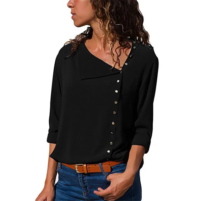 Women Tops And Blouses Long Sleeve Black Shirt 1