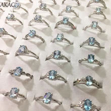 AKAC кольцо с натуральным голубым топазом approx4-5* 6-7 мм женское кольцо с натуральным камнем регулируемое кольцо 3 кольца/комплект