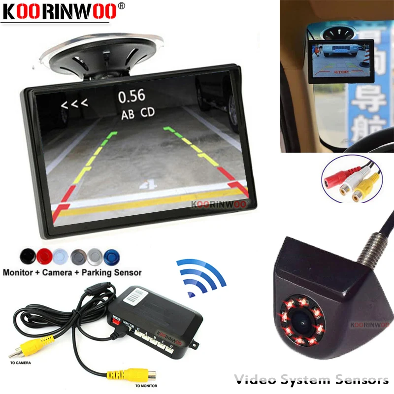 

Koorinwoo Ultrasoni Monitor reverse camera Metal Black Wireless Parking Sensor Parktronic Alert Indicator Blind spot detection