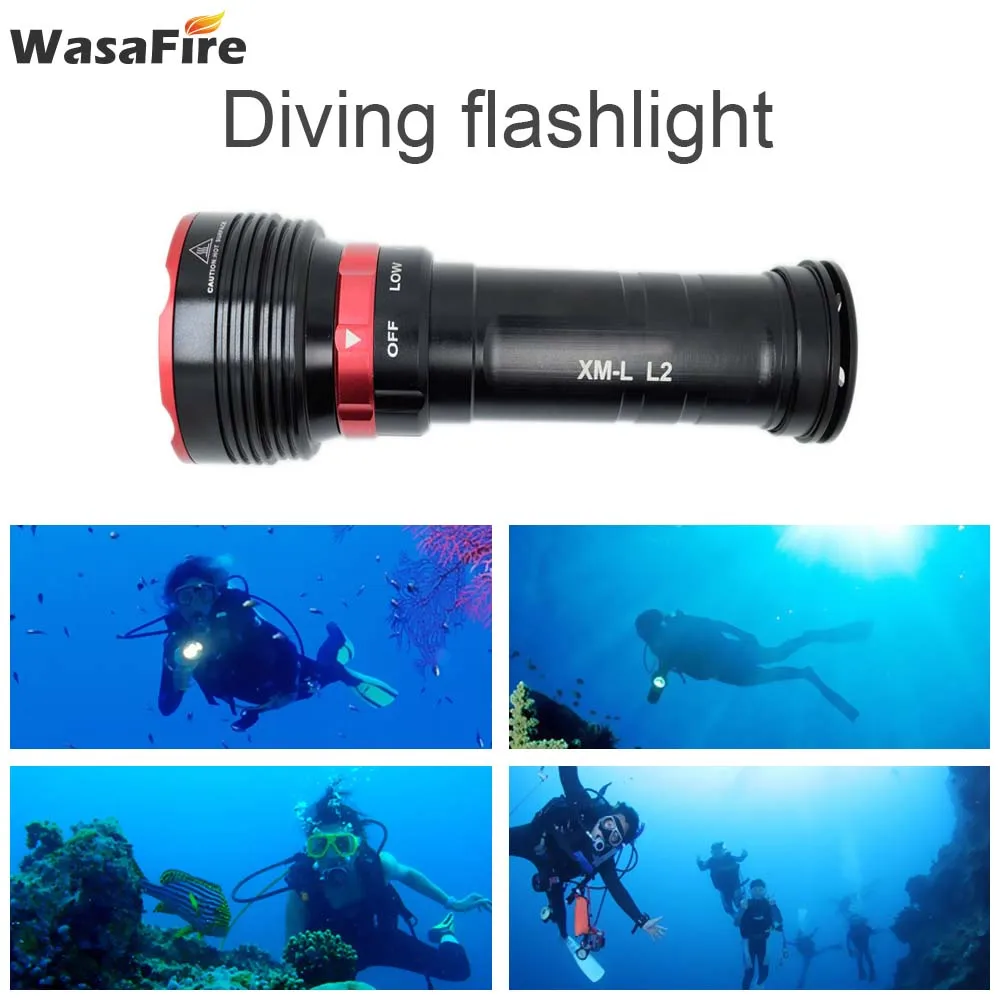 

Portable Scuba Diving Flashlight L2 Dive Torch 18650 Underwater 100m XM-L2 3 Modes Lantern Diving Lamp Waterproof Led Flashlight