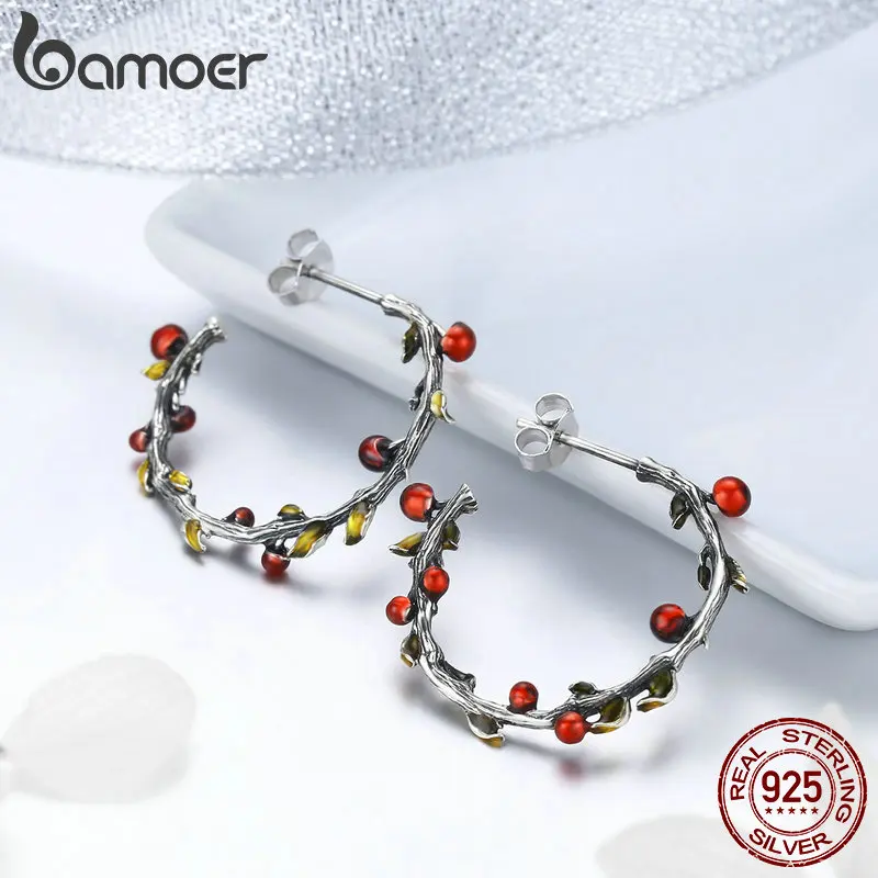 Kopen Bamoer Authentieke 925 Sterling Zilver Herfst Boom Bladeren Tak Ringen Oorbellen Sieraden Sets Fashion Sterling Zilveren Sieraden Set