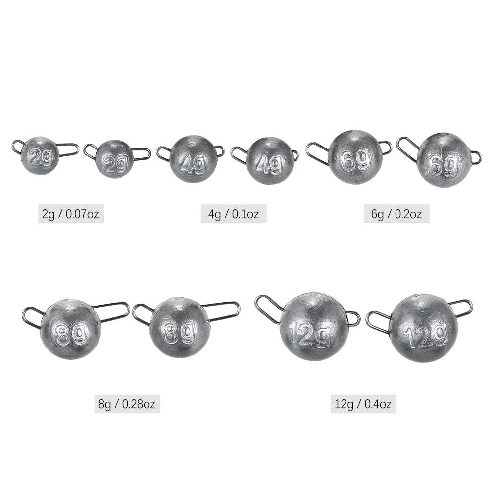 Toply 10 шт./компл. 2g 4g 6g 8g 12g быстрая вставка свинцовый грузик круглые шарики Вес приманки из свинца головы Вес матч кривошипно крюк свинцовый грузик