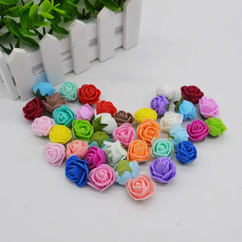 

50Pcs/lot 2.5cm Small Foam Rose Head Decorative Wreath Artificial Flower Home Wedding Party Decoration Cloth Box Accessories