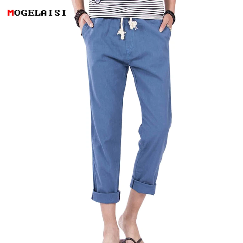 Linen Pants For Men Summer Pants Full Length solid Lightweight Linen