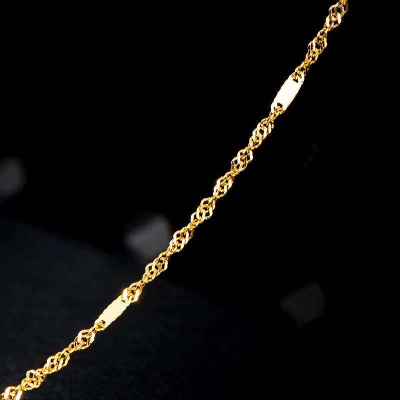 Твердые из 18-ти кратного желтого золота Цепочки и ожерелья Для женщин AU750 желтого золота, с рисунком в виде водной ряби Цепочки и ожерелья P6244