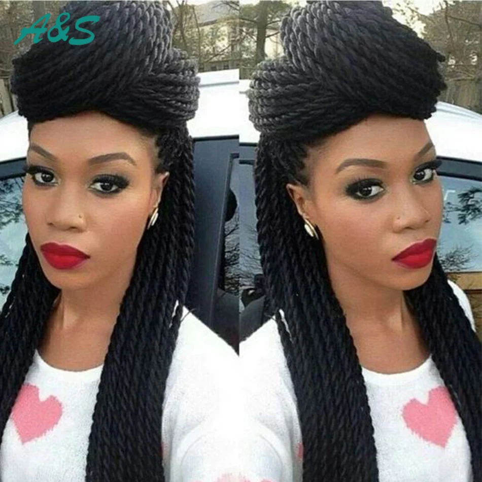 Top Afro Micro Twist Braided Lace Front Wig Senegalese Twist Hair
