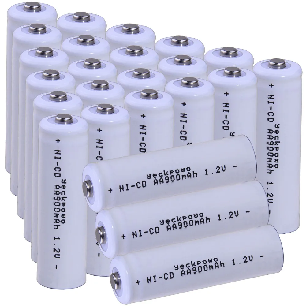 

Real capacity! 24 pcs AA 1.2V NICD AA rechargeable battery 900mah for camera razor toy remote control flashlight yeckpowo