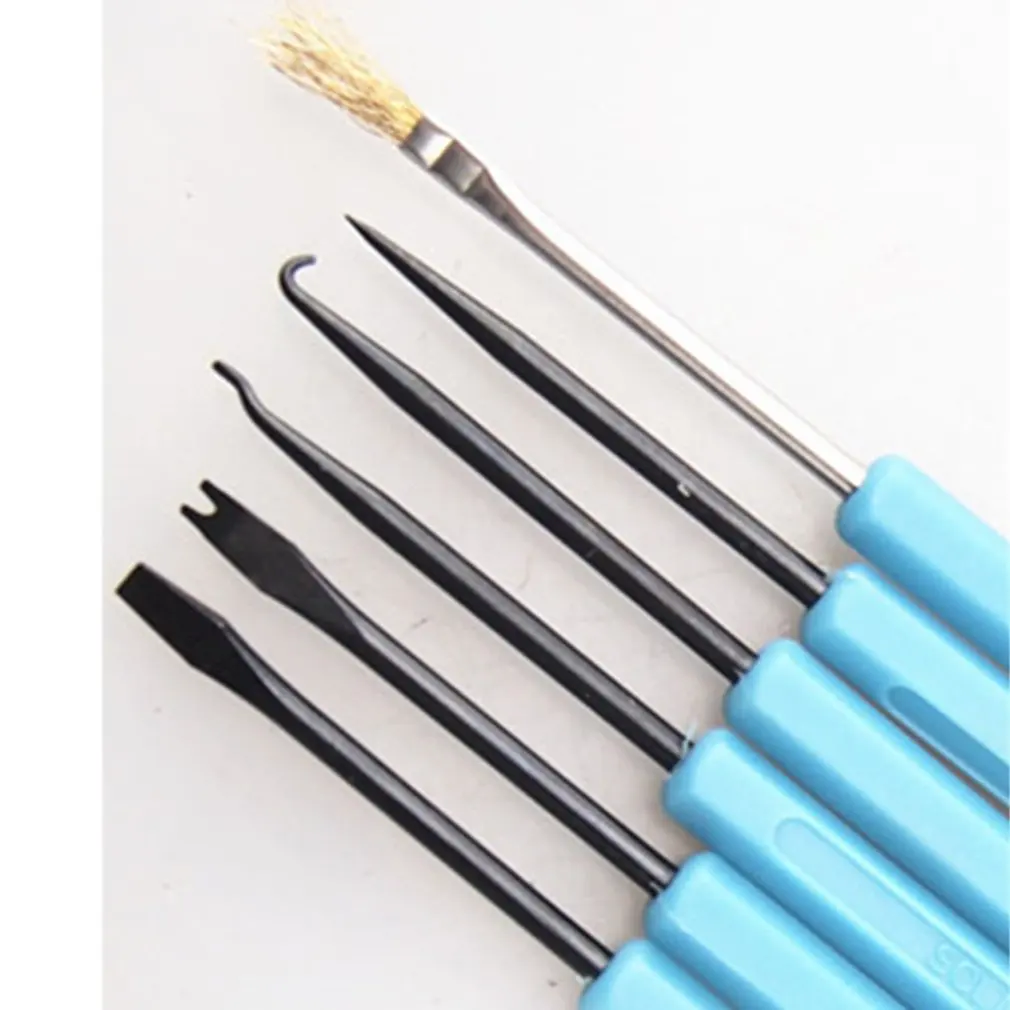 6Pcs Desoldering Aid Tool Circuit Board Soldering Service Welding Auxiliary Tools Assist Set Soldering Aid PCB Cleaning Kit Blue