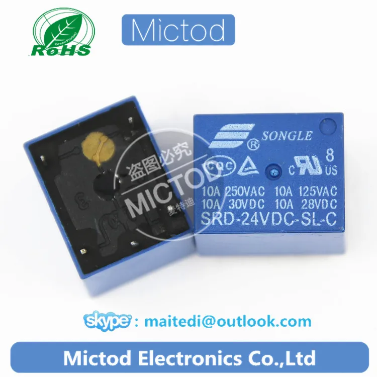 Free shipping 10PCS/Lot New Original SONGLE Relay SRD-24VDC-SL-C 5pin 24V 10A 250VAC 30VDC | Электроника