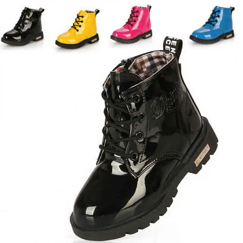 Brand New Boys Girls Snow Winter Ankle Boots For Children Shoes PU Leather Flats Heels Martin Booties Size 21-36 Little Big Kids | Детская