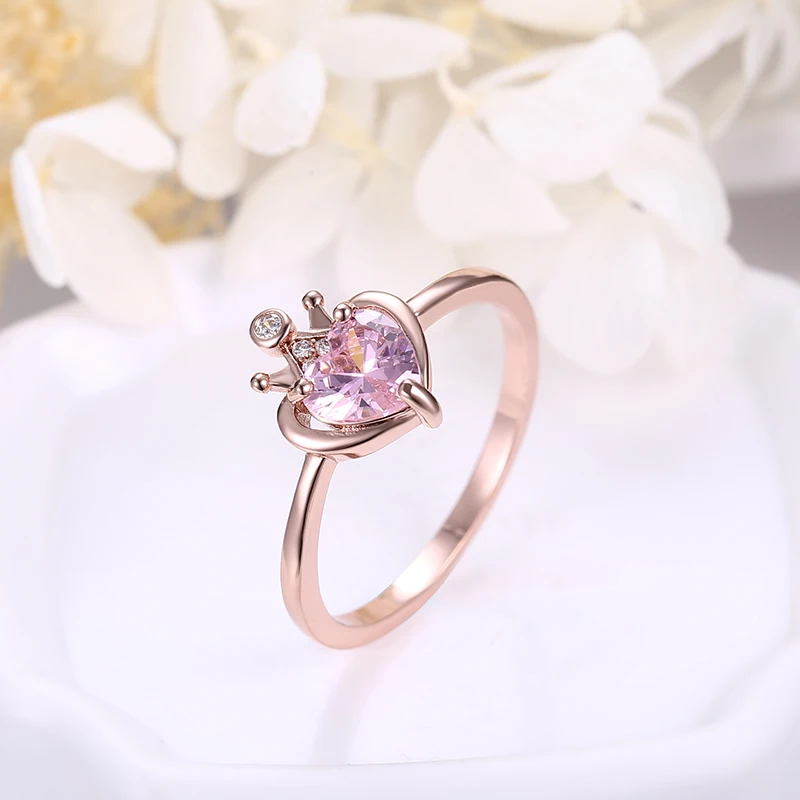 ANGELFRIGG Модные женские кольца из розового золота с кубическим цирконием AAA, Свадебные обручальные юбилейные Модные женские ювелирные изделия, подарок