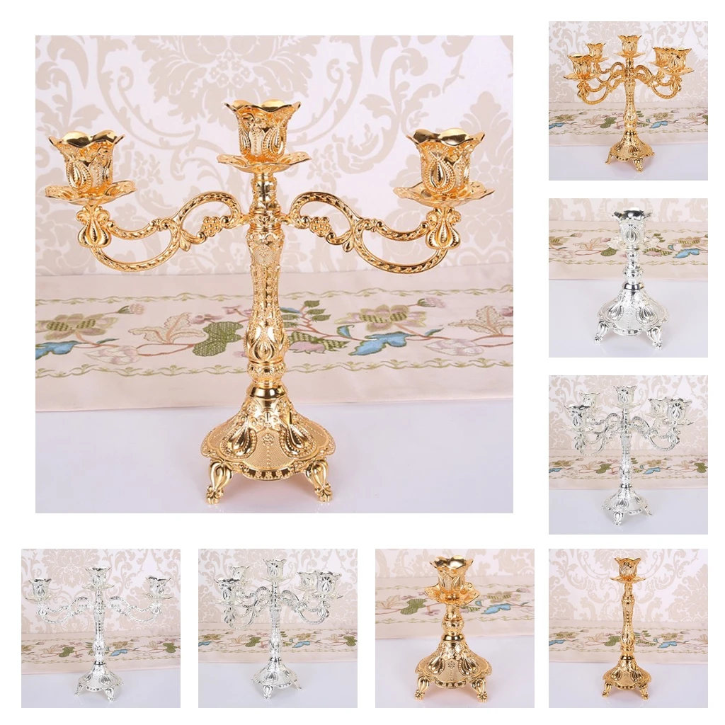1/3/5 Heads Vintage Desktop Candle Holder Candlestick Candelabra Mood Light Accessories Home Table Dining Decoratons