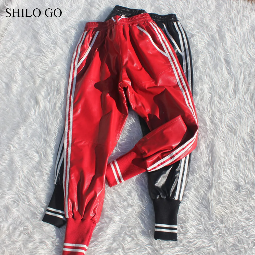 Женские кожаные брюки SHILO GO весенние модные из натуральной овчины с высокой