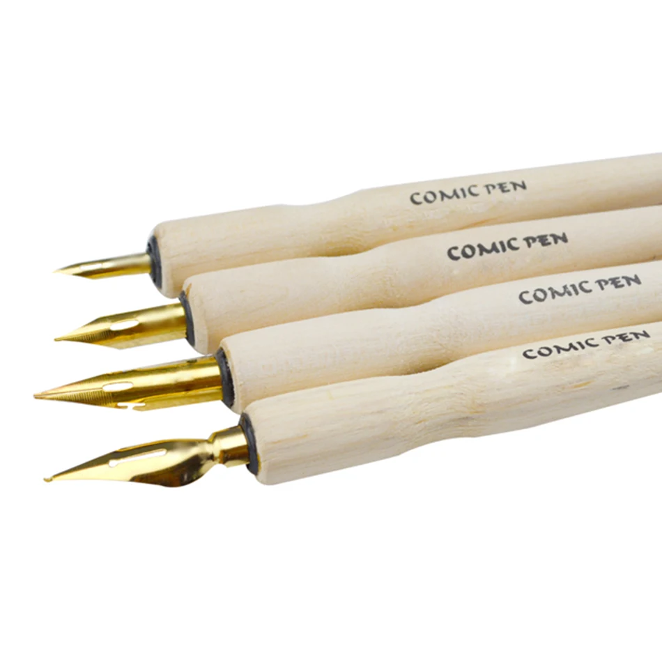 Dip Pen Nib Holder, Cartoon Comic Dip Pen Set, Calligraphy Wooden Drawing Pen Holder, Retro Style Exquisite Carved Pattern Solidwood Comic Pen Nib