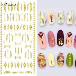 1 лист ацтеков 3D ногтей Книги по искусству Стикеры s перо ногтей Стикеры стрелка клей для ногтей наклейки Племенной Дизайн ногтей Стикеры s