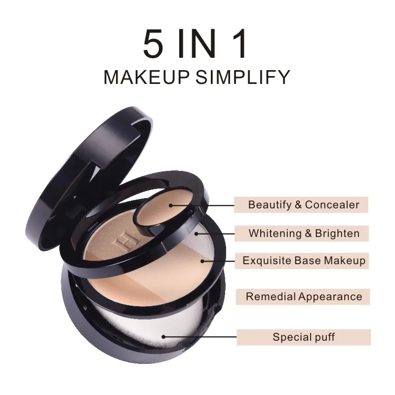 HENLICS Full Effect Foundation Makeup Powder Waterproof Whitening Shimmer And Matte 3 Colors Pressed Powder Make up Palette (7)