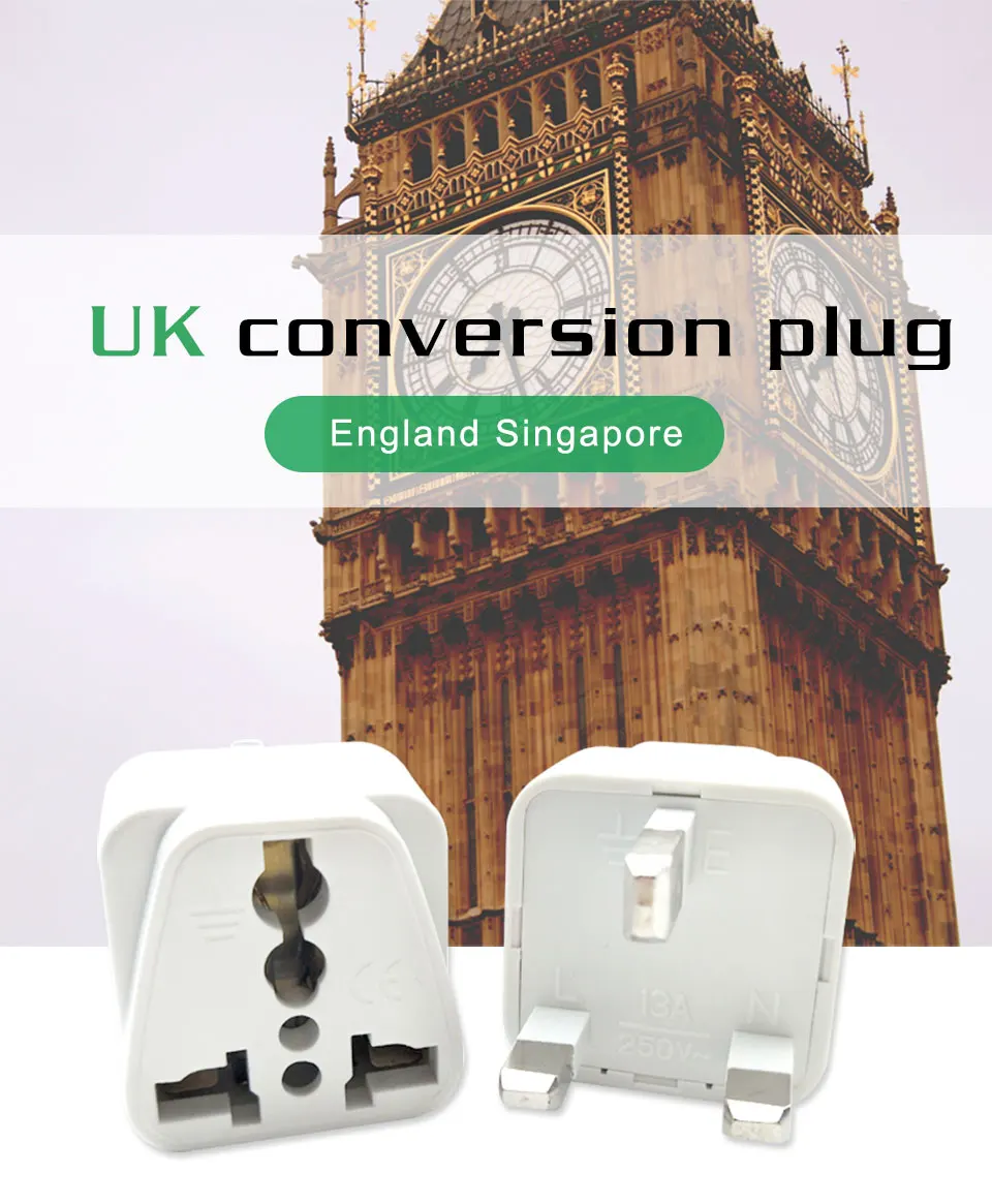1 PC Universal EU US AU to UK Plugs Adapter EUR USA AUS to UK 3 Pin Socket Travel Adaptor Electrical Power Converter Plug (1)