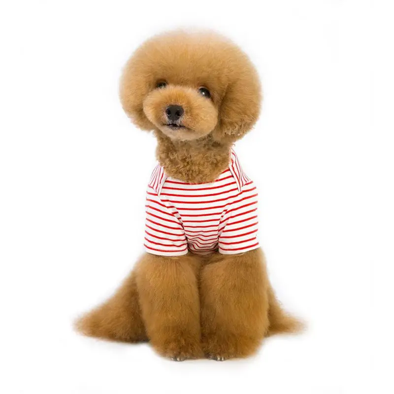 Одежда для маленькой собаки, летняя полосатая рубашка с рисунком собаки, милый Йоркширский футболка с терьером, дышащий жилет для животных