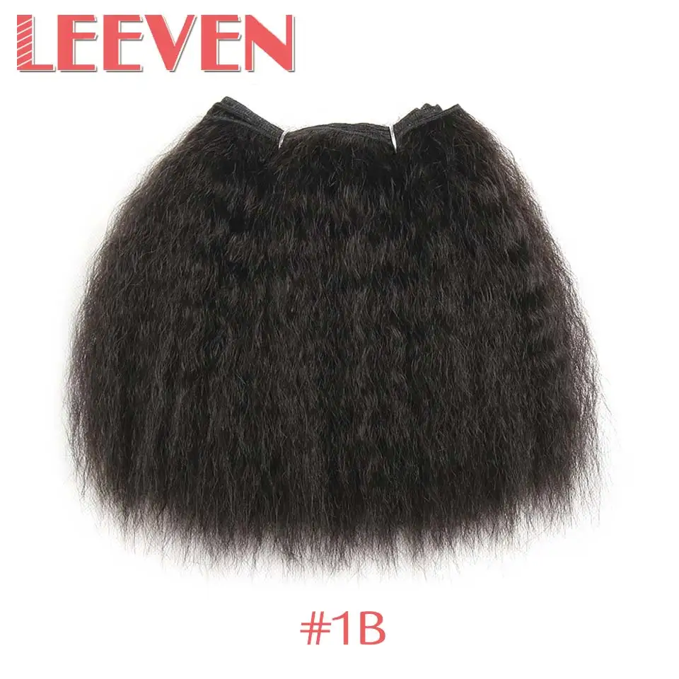 Leeven 8 ''14'' синтетические волосы странный прямо переплетения DIY парики чёрный; коричневый утки пучки для Для женщин высокое Температура волокно - Цвет: # 1B