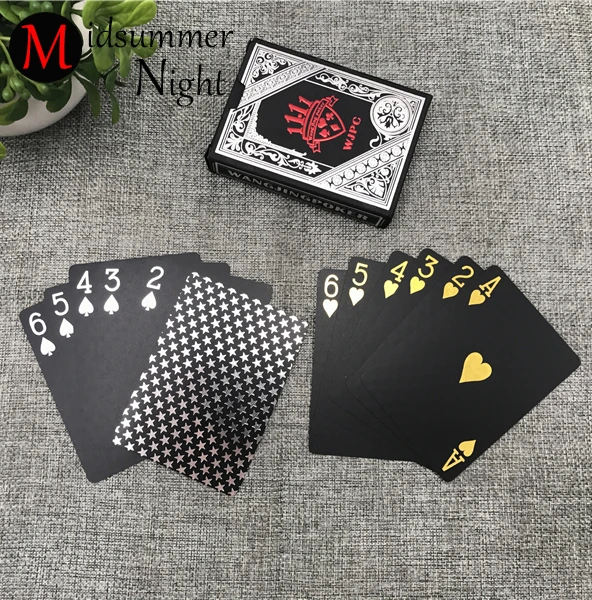 2019 Waterproof plastic pvc playing cards poker pure black color poker cards classic magic tricks tool 3 color Red/Silver/Gold 2019 Waterproof plastic pvc playing cards poker pure black color poker cards classic magic tricks tool 3 color Red/Silver/Gold