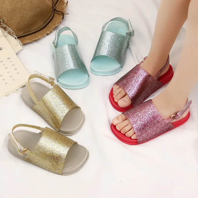 Мини Мелисса блестящие детские сандалии блестящие сандалии пластиковые сандалии для девочек обувь 2019 новые сандалии для девочек дышащая