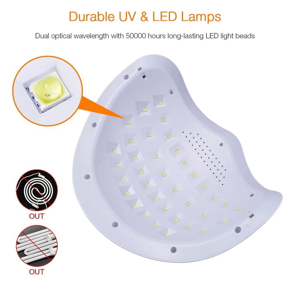 Secador de Unhas para Todos os Géis a Mais Conduziu a Lâmpada do Unha para Curar a Lâmpada de Gelo Polonês do Gel para o Prego Grande Espaço w Alta Potência Secagem Rápida uv 2 Mão 72 6 Cheap Secadores de unhas